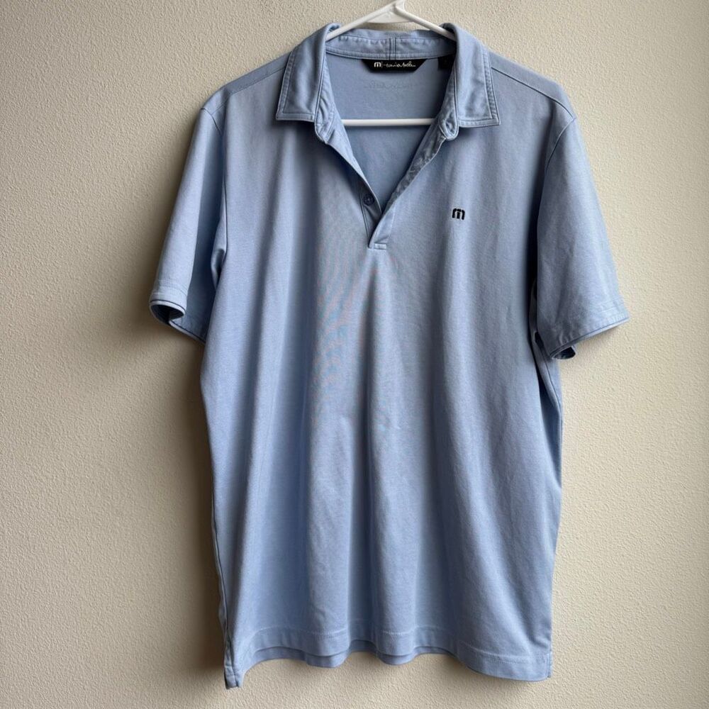 Travis Mathew Blue Short Sleeve Size Large Performance Golf Pima Cotton Polo